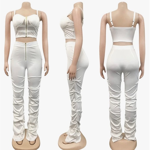 NWOT ALL WHITE 2-PIECE STACKED JUMPSUIT - Picture 8 of 9